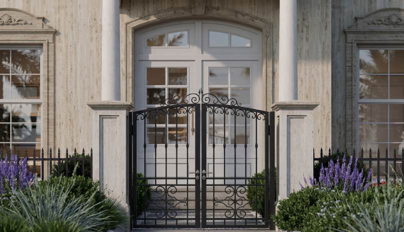 Wrought iron gate at the entrance of Villa Type A