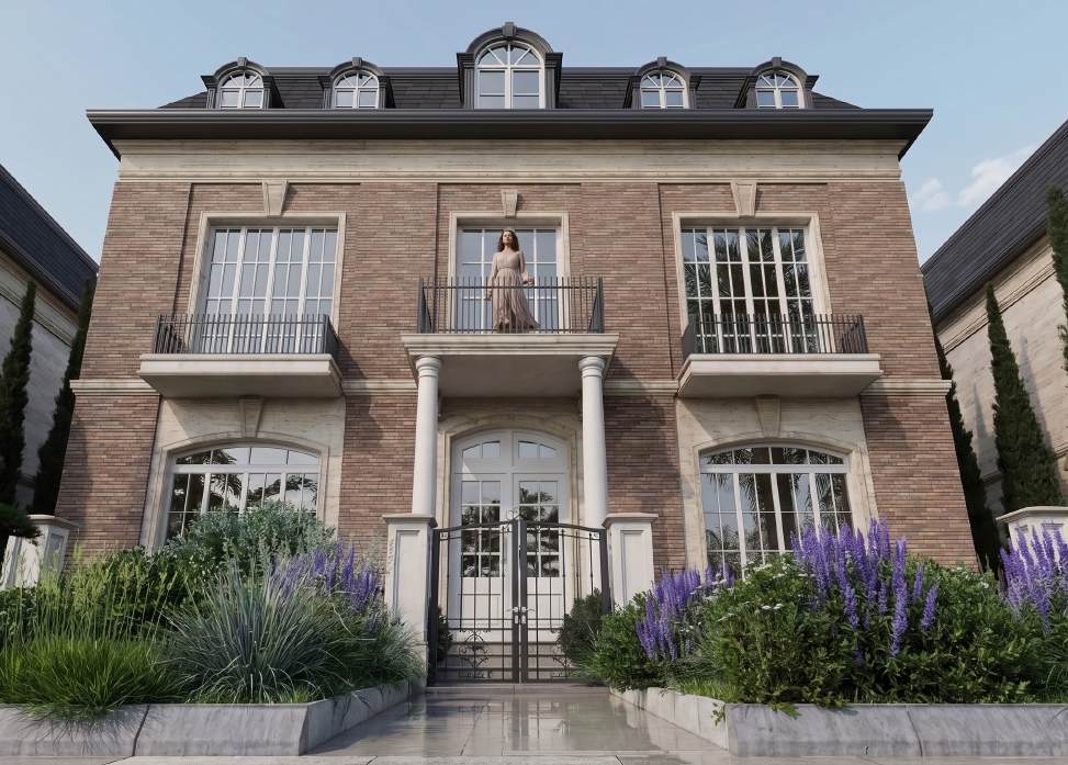 Resident on the central balcony of Villa Type C
