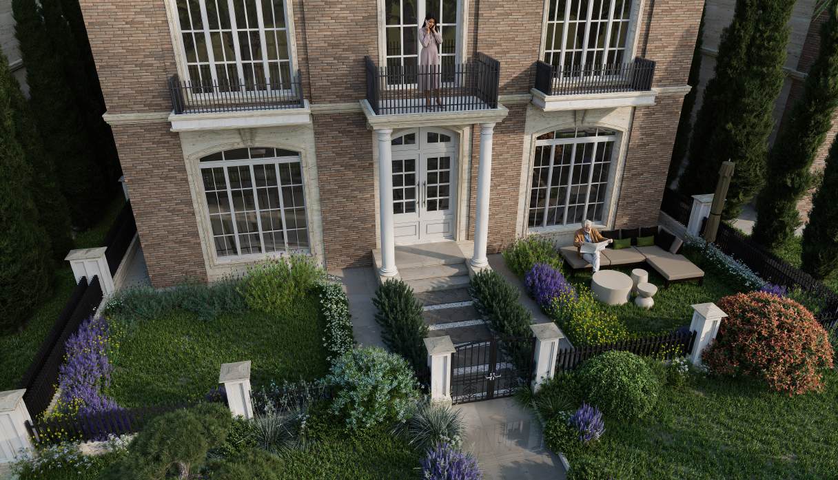 Garden path leading to the Type C entrance