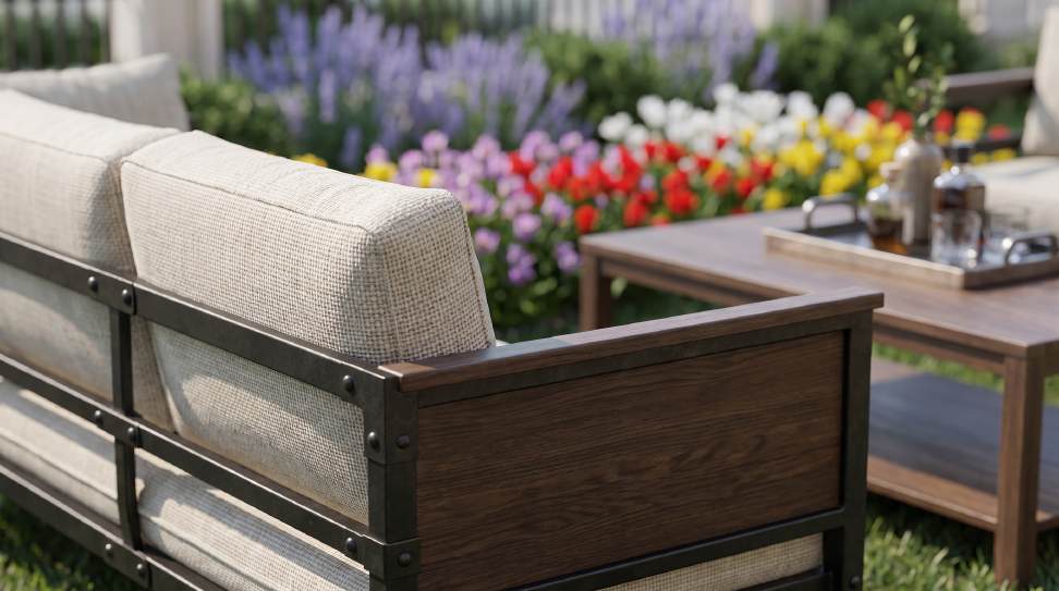 Outdoor patio furniture in the Type A garden
