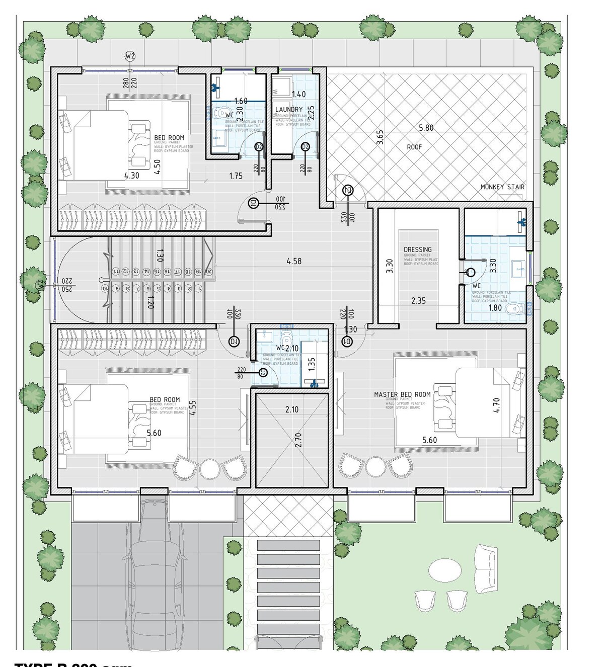 Villa Type B first floor plan