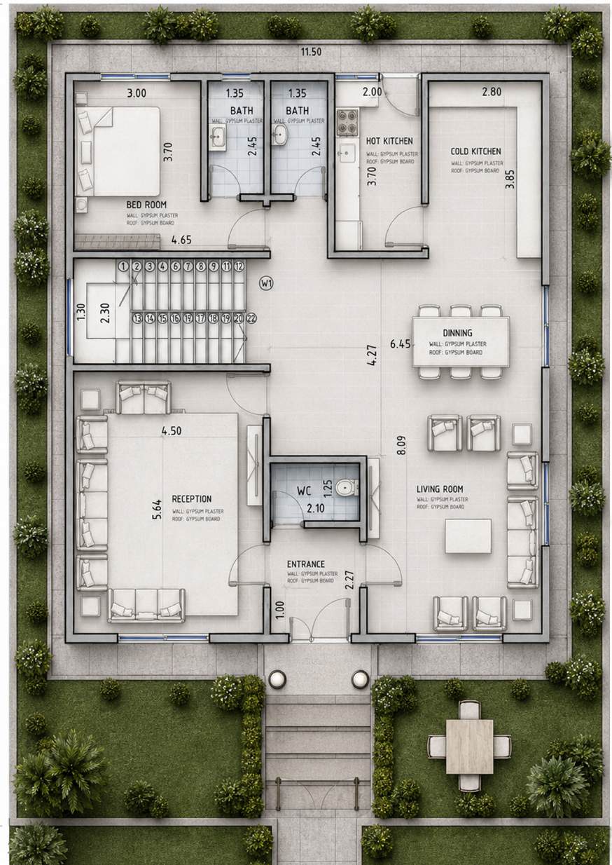 Villa Type C ground floor plan