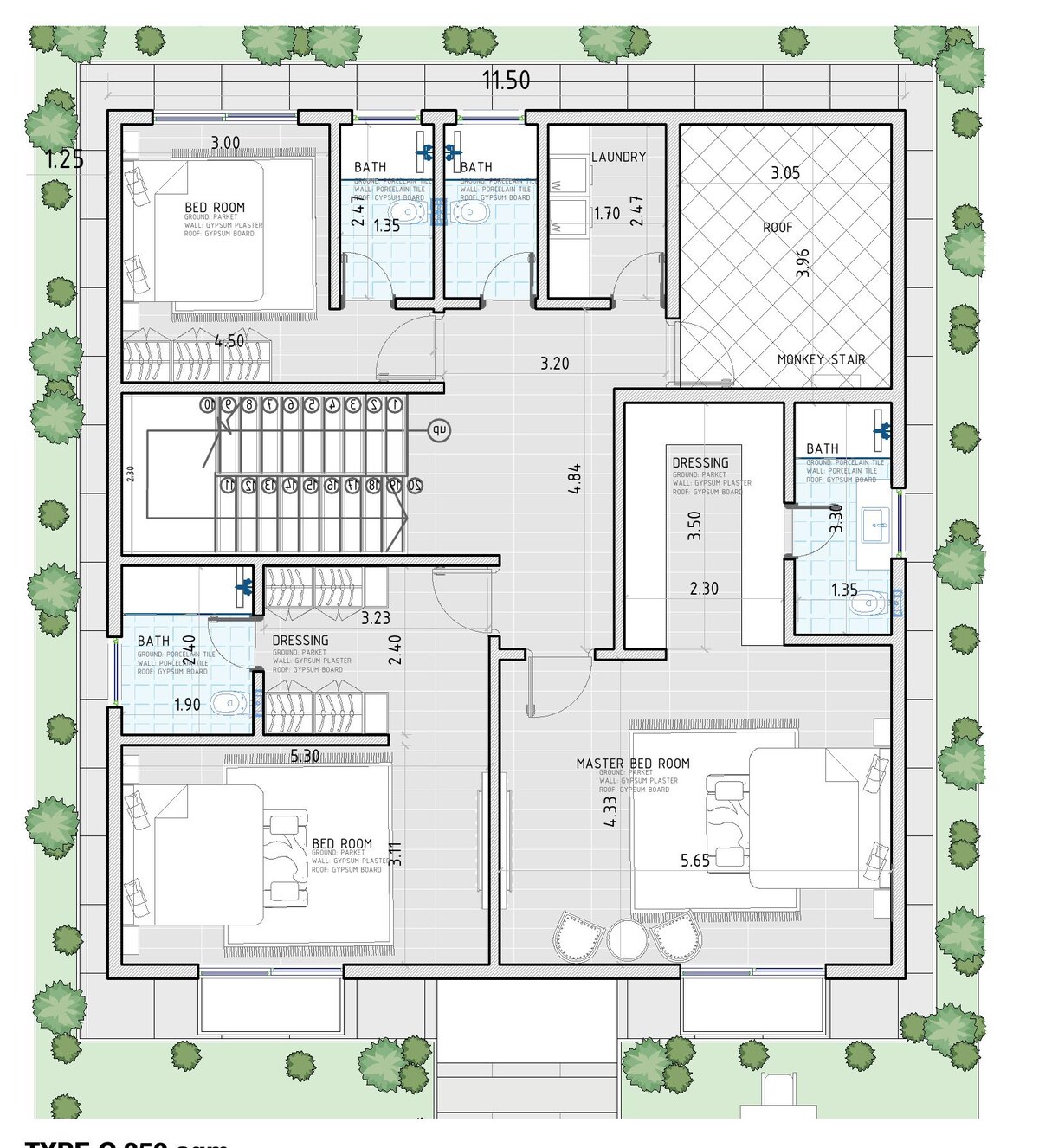 Villa Type C first floor plan