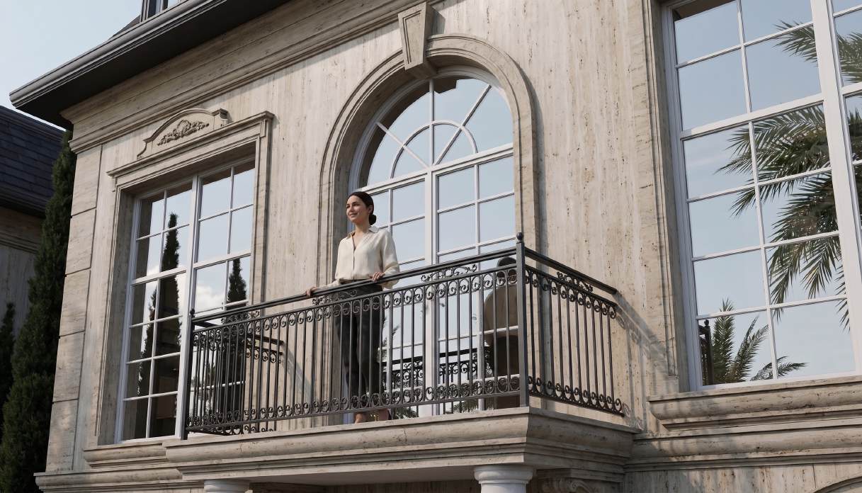 Resident on the balcony of Villa Type D